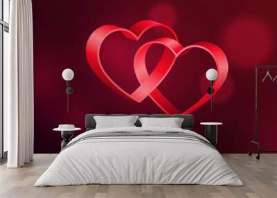 love background with two hearts connected with eachother Wall mural