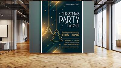 lovely merry christmas party invitation flyer design Wall mural