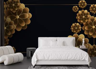 loxury black and gold flowers background with text space Wall mural