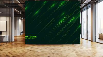 matrix style binary code digital background with zero and one digits Wall mural