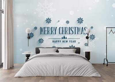 merry chrismtas snowflakes decoration background Wall mural