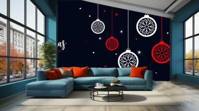 merry christmas ball decoration banner festival design Wall mural