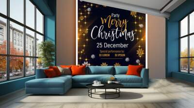 merry christmas lovely flyer poster design template Wall mural