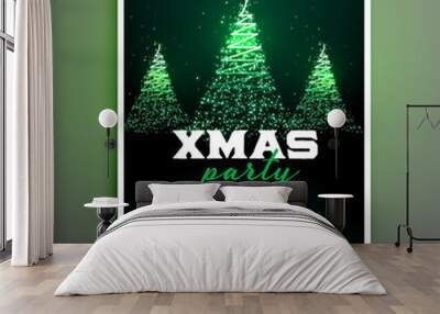 merry christmas party beautiful flyer with sparkle tree design Wall mural