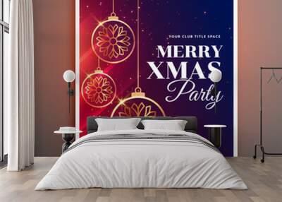 merry christmas party poster flyer invitation template design Wall mural