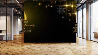 merry christmas shiny sparkles snowflakes golden banner Wall mural