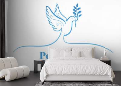 minimal international peace day greeting banner with bird olive design vector illustration Wall mural