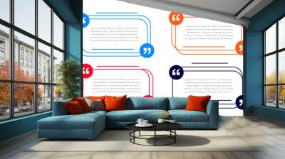 modern and colorful quote mark frame template in set of four Wall mural