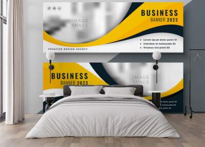 modern yellow wavy business banner design Wall mural