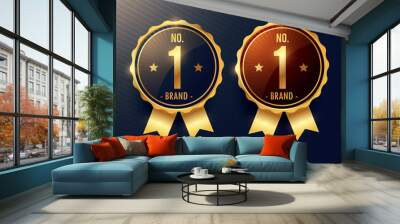 no. 1 brand golden label and badge in two colors Wall mural