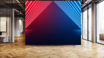 perspective neon floor stage in red and blue color Wall mural