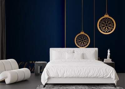 premium christmas festival greeting in royal blue and gold color Wall mural