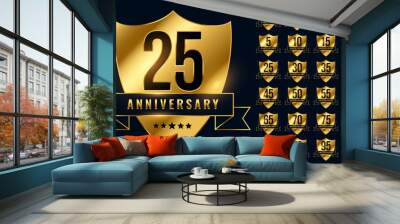 premium golden anniversary logotype emblem big set Wall mural