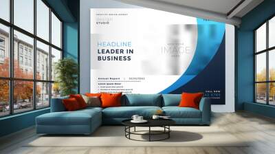 professional blue business brochure template design Wall mural