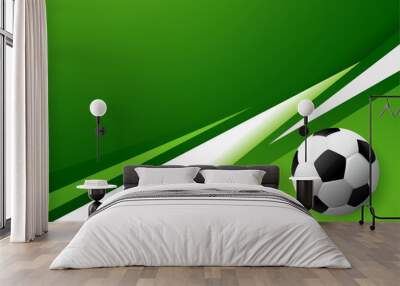 realistic soccer ball on green background design Wall mural