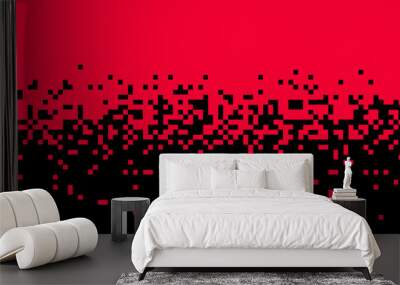 red and black mosaic pixel gradient background Wall mural