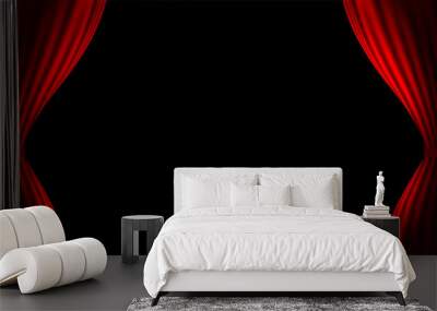 red realistic curtains with text space Wall mural