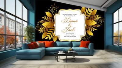 royal golden wedding invitation template design Wall mural