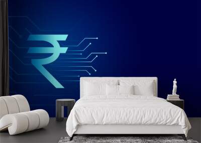 rupee symbol in digital technology background Wall mural