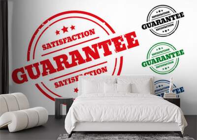 satisfaction guarantee rubber stamp label set of four Wall mural