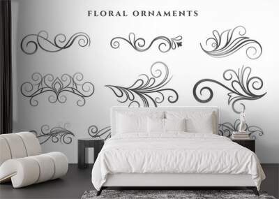 set of floral ornaments decoration swirl patterns Wall mural