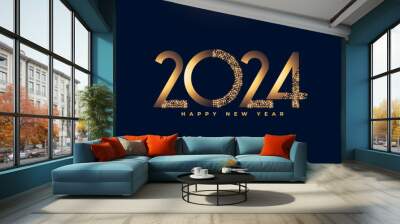 shiny happy new year 2024 wishes background design Wall mural