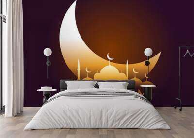 shiny moon and mosque design for muharram festival Wall mural