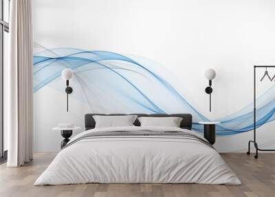 stylish soft blue curve lines abstract background Wall mural