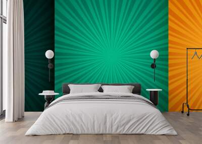 sun burst zoom rays background set of three Wall mural