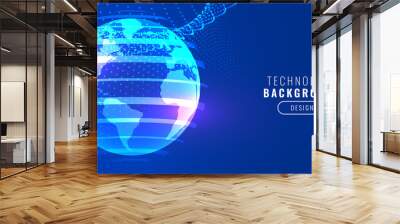 technology earth blue banner with particles Wall mural