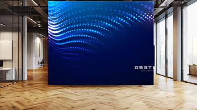 technology glowing wave mesh particles background design Wall mural