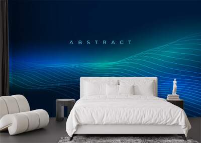 technology lines background with blue glowing lights Wall mural