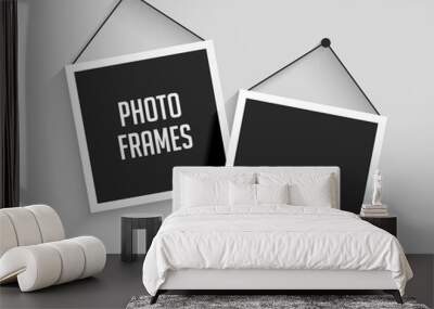 two blank hanging photo frames background Wall mural