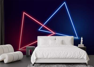 two neon triangle in red and blue colors Wall mural