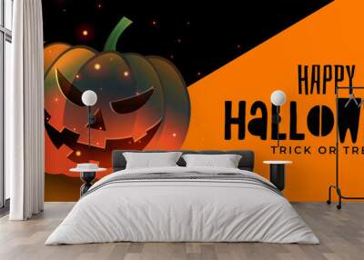 two scary laughing pumpkin halloween background design Wall mural