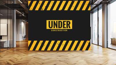 under construction background with black and yellow stripes Wall mural