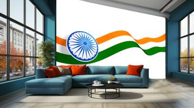 waving indian flag design with blue chakra Wall mural