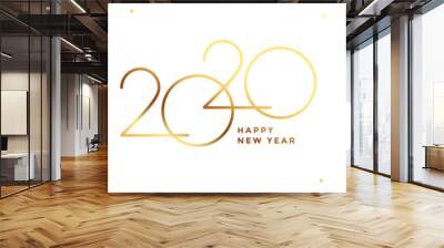 white and gold happy new year 2020 banner design Wall mural