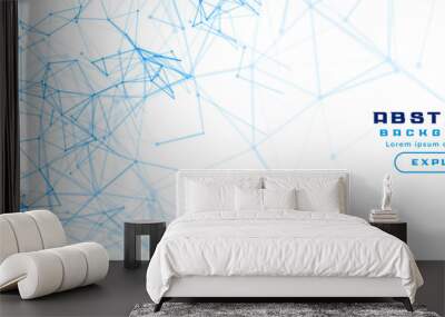 white background with abstract network mesh diagram Wall mural