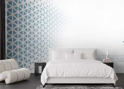 white banner with blue triangle halftone pattern design Wall mural