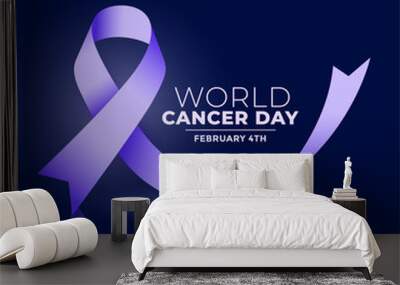 world cancer day ribbon concept banner design Wall mural