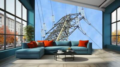 high voltage pylon view from above Wall mural