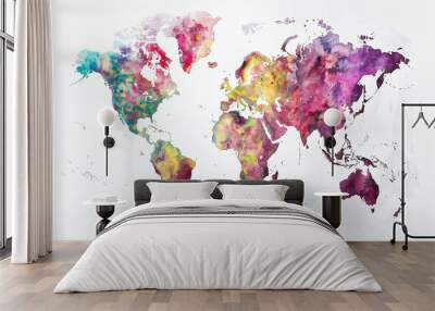 continent world map on white background. High quality photo Wall mural