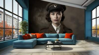 A potrait of a female soldier in former worldwar. Wall mural