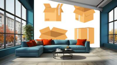 Set Of Cardboard Box Vector Design. Wall mural