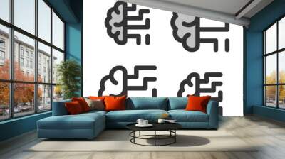 Pixel-perfect linear icon of brain as central processing unit  built on two base grids of 32x32 and 24x24 pixels with origin line weight is 2 pixels. Artificial intelligence concept. Editable lines  Wall mural