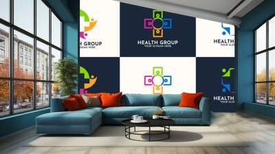 cross health combine with community logo concept Wall mural