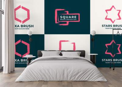 hexagon square star combined with brush stroke logo concept Wall mural