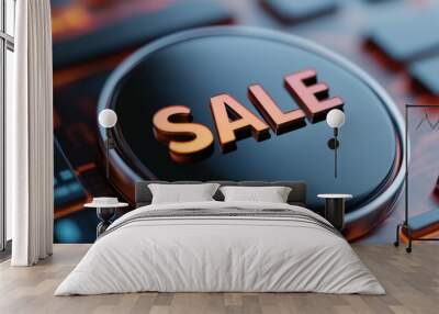 A close up of a button with the word sale on it, AI Wall mural