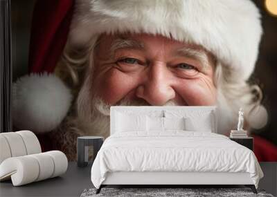 A close up of a santa claus smiling, AI Wall mural